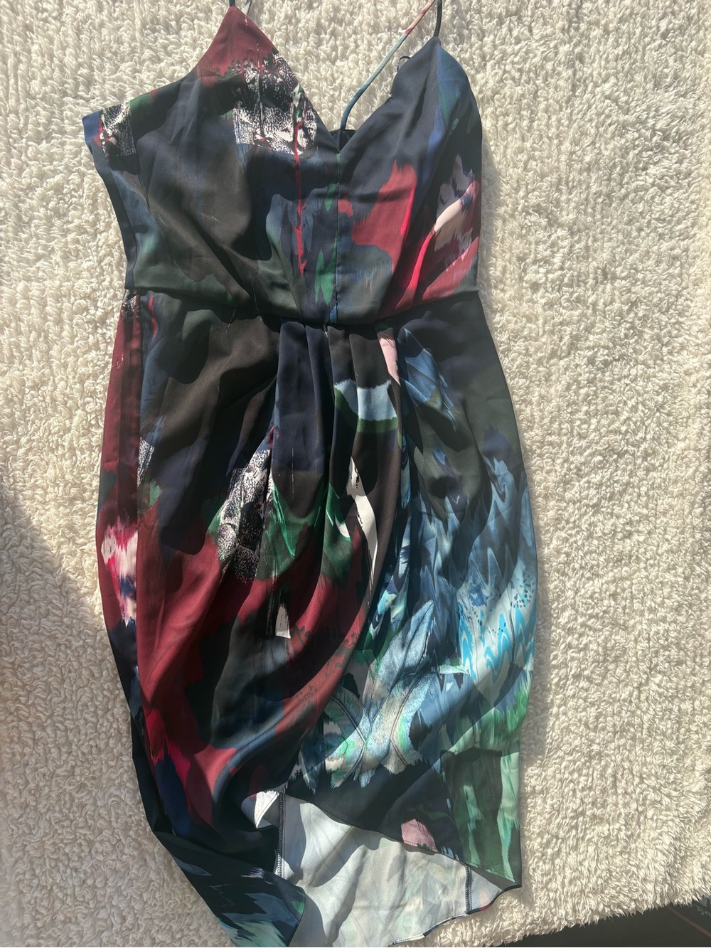 Chelsea28 Asymmetrical Slip Dress in Black, Red, Blue, Green